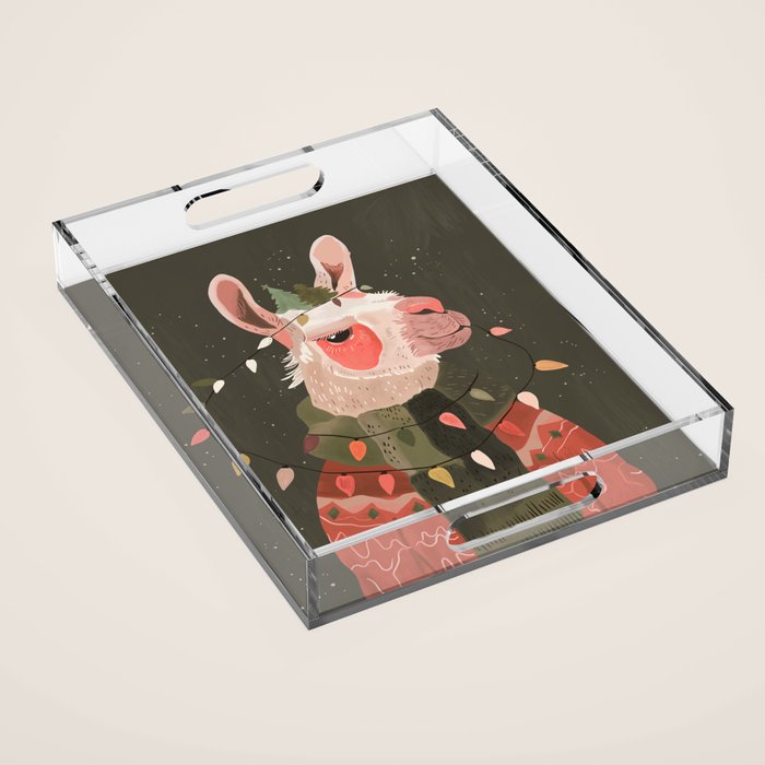 Festive Glow Llama Acrylic Tray Gallery Image 1