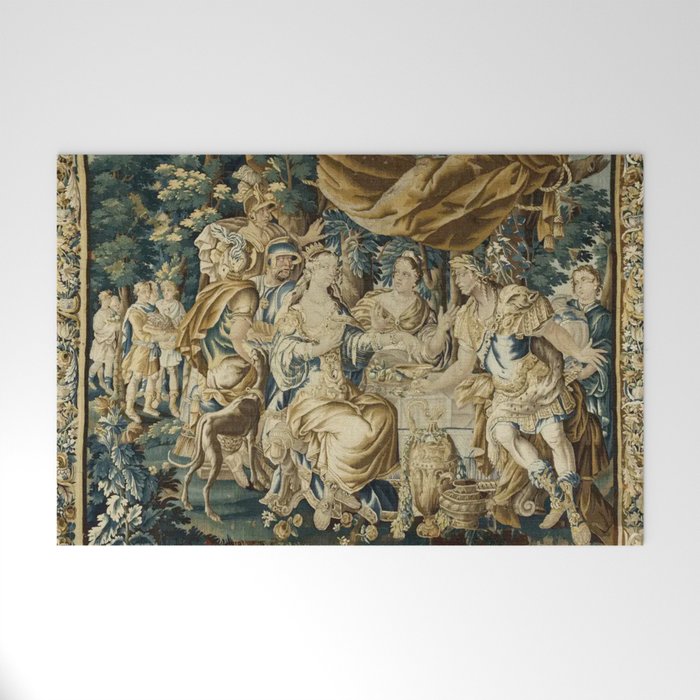 Antique 18th Century French Aubusson Cleopatra Banquet Tapestry  Welcome Mat Gallery Image 1