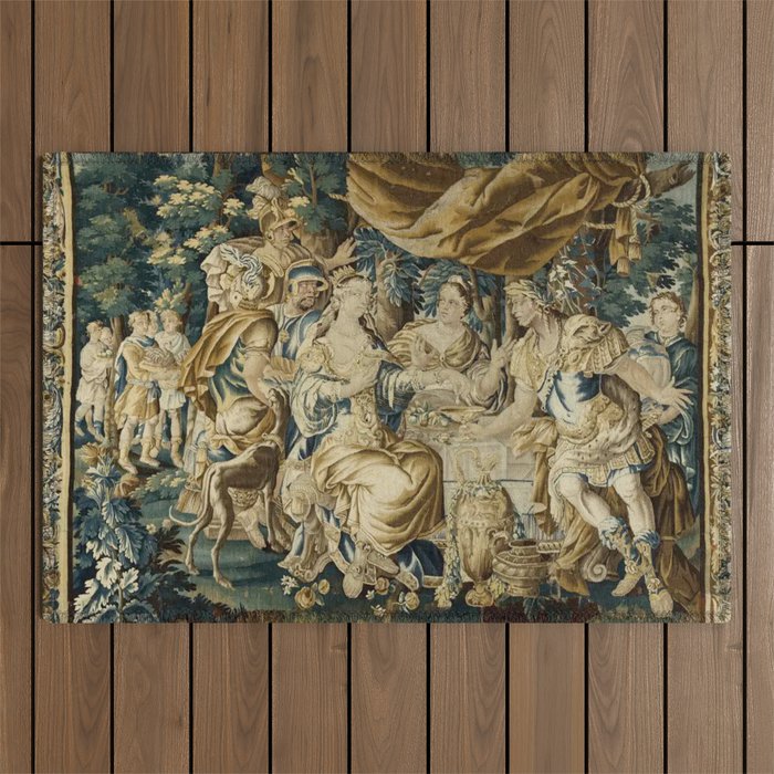 Antique 18th Century French Aubusson Cleopatra Banquet Tapestry  Outdoor Rug Gallery Image 1