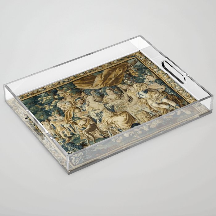 Antique 18th Century French Aubusson Cleopatra Banquet Tapestry  Acrylic Tray Gallery Image 1