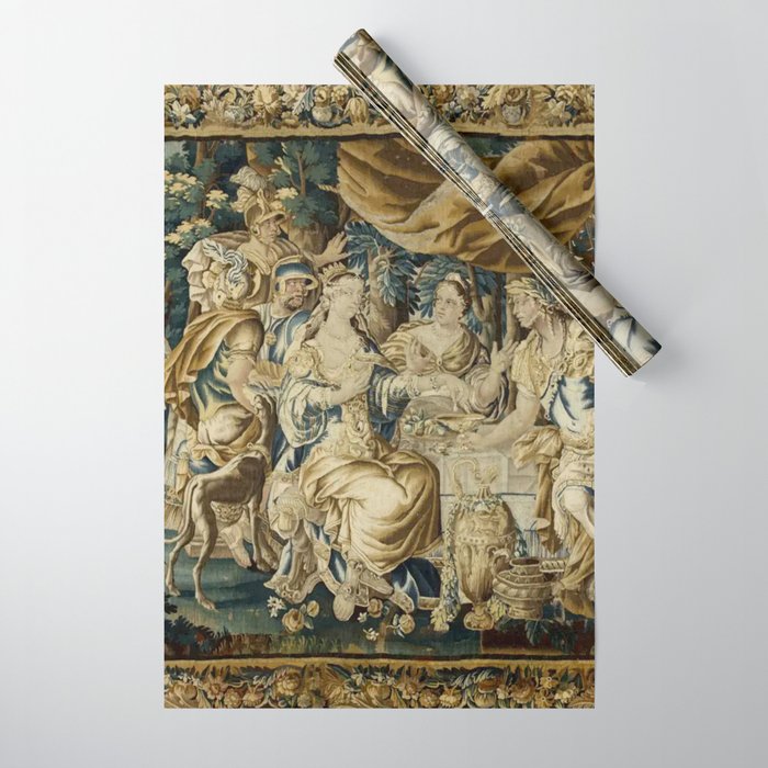 Antique 18th Century French Aubusson Cleopatra Banquet Tapestry  Wrapping Paper Gallery Image 1