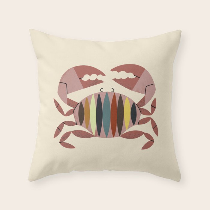 Color Crab Throw Pillow Gallery Image 1
