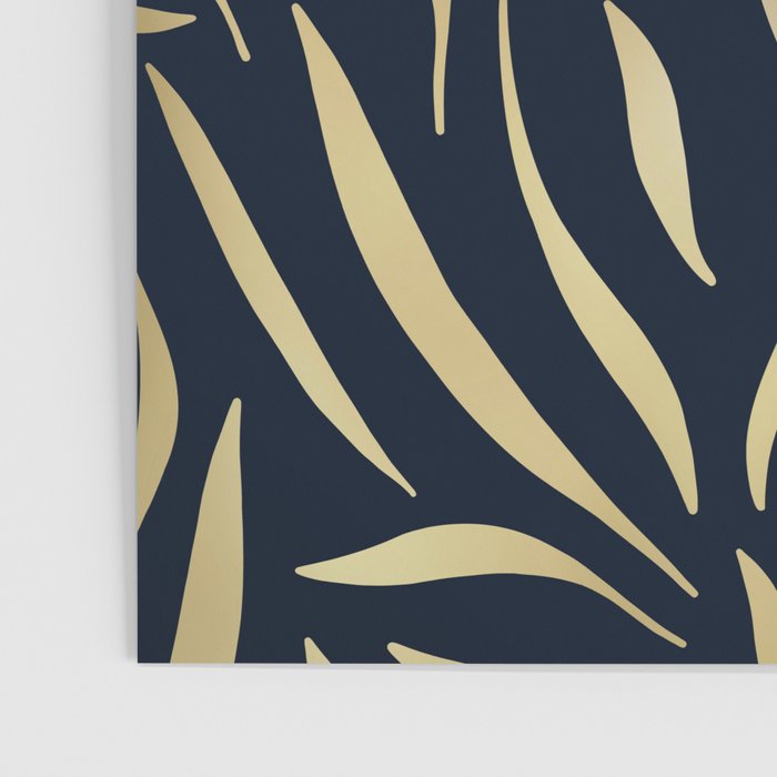 Navy and Gold Abstract Leaves Poster Gallery Image 3