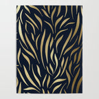 Navy and Gold Abstract Leaves Poster Gallery Image 4