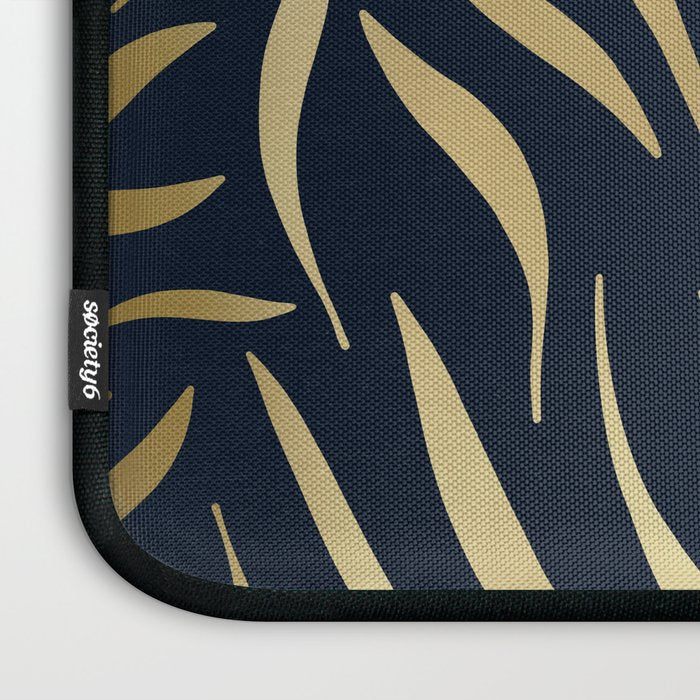 Navy and Gold Abstract Leaves Laptop Sleeve Gallery Image 3