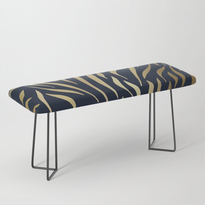 Navy and Gold Abstract Leaves Bench Gallery Image 1