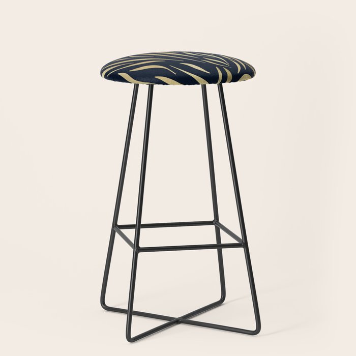 Navy and Gold Abstract Leaves Stool Gallery Image 1