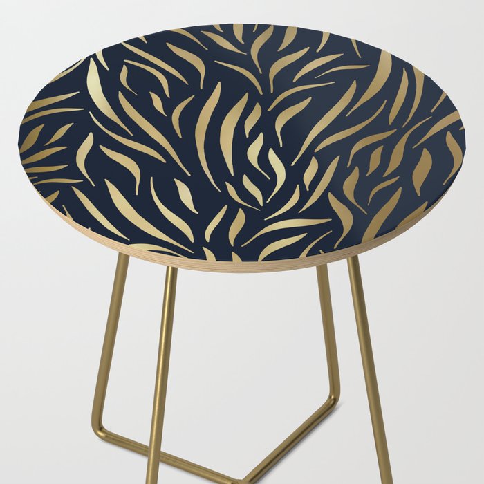 Navy and Gold Abstract Leaves Side Table Gallery Image 2