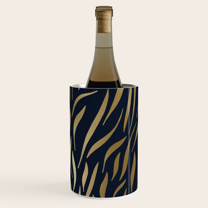 Navy and Gold Abstract Leaves Wine Chiller Gallery Image 3