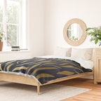 Navy and Gold Abstract Leaves Duvet Cover Gallery Image 2