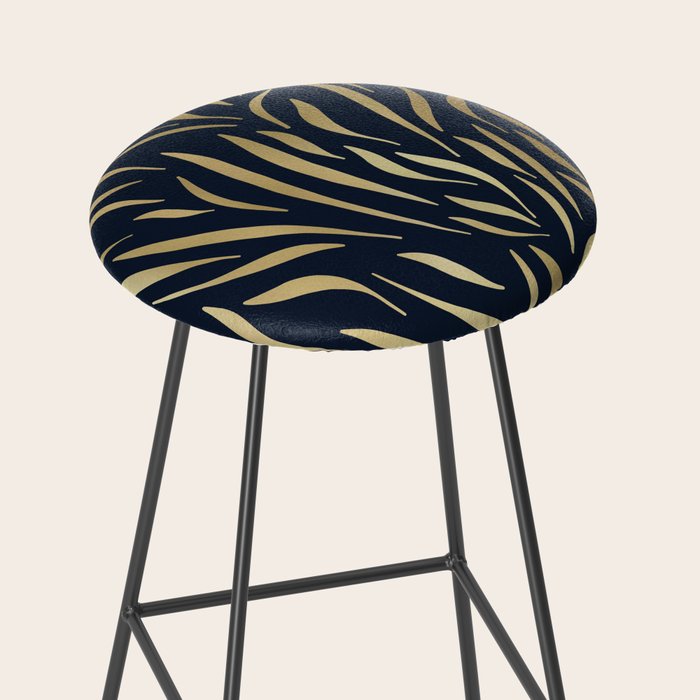 Navy and Gold Abstract Leaves Stool Gallery Image 2