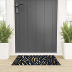 Navy and Gold Abstract Leaves Welcome Mat Gallery Image 3