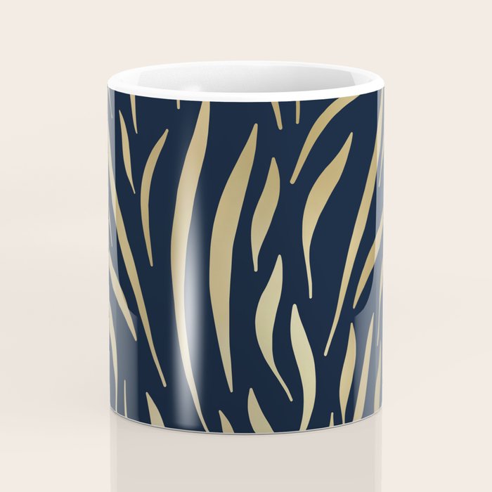 Navy and Gold Abstract Leaves Coffee Mug Gallery Image 4