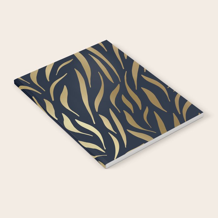 Navy and Gold Abstract Leaves Notebook Gallery Image 2