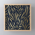 Navy and Gold Abstract Leaves Mini Art Print Gallery Image 1