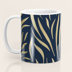 Navy and Gold Abstract Leaves Coffee Mug Gallery Image 3