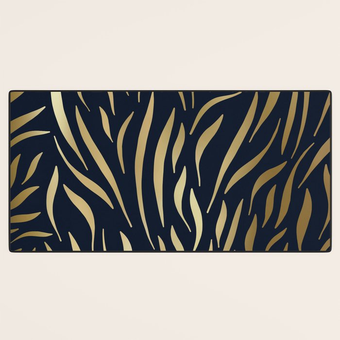 Navy and Gold Abstract Leaves Desk Mat Gallery Image 3