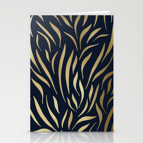 Navy and Gold Abstract Leaves Stationery Card Gallery Image 1