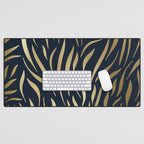 Navy and Gold Abstract Leaves Desk Mat Gallery Image 1