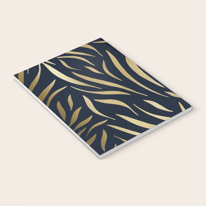 Navy and Gold Abstract Leaves Notebook Gallery Image 3