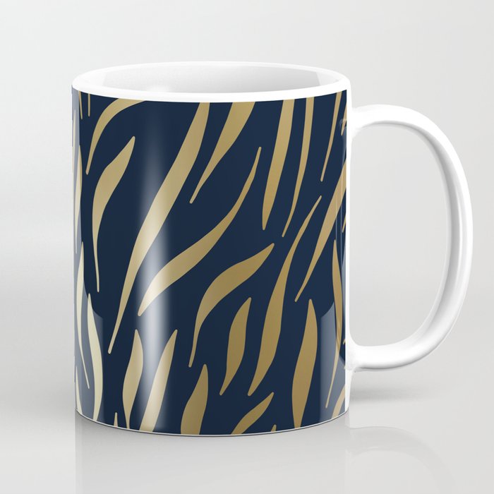 Navy and Gold Abstract Leaves Coffee Mug Gallery Image 1