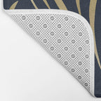 Navy and Gold Abstract Leaves Bath Mat Gallery Image 2