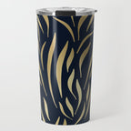 Navy and Gold Abstract Leaves Travel Mug Gallery Image 1