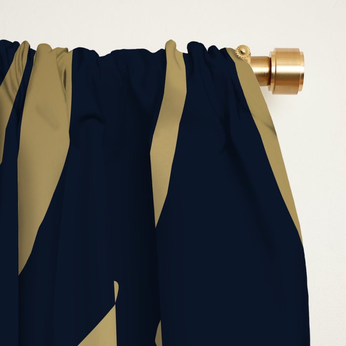 Navy and Gold Abstract Leaves Window Curtain Gallery Image 2
