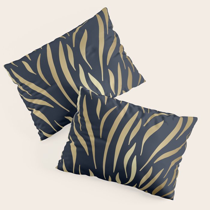 Navy and Gold Abstract Leaves Pillow Sham Gallery Image 3
