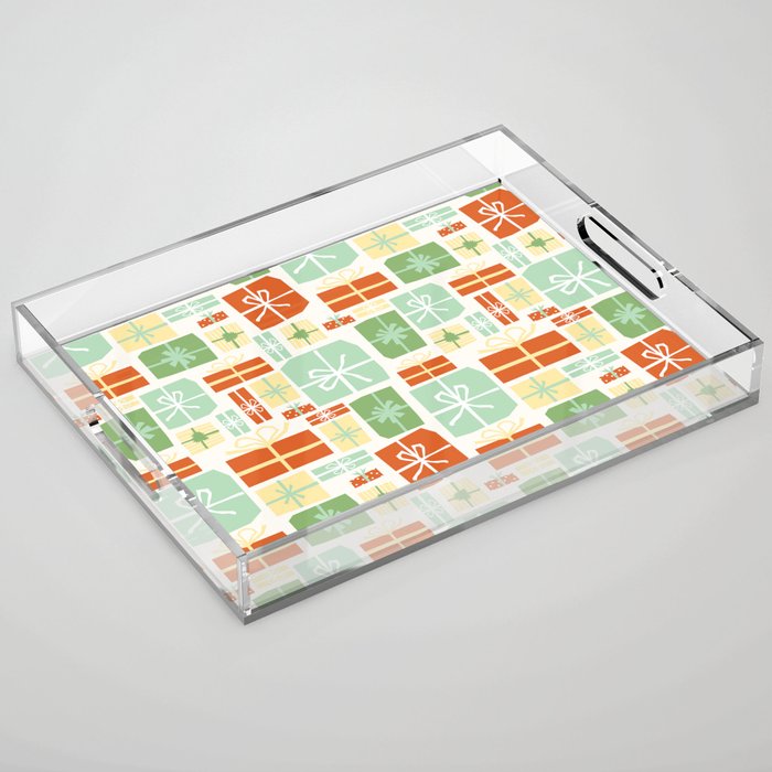 Holiday gifts in red and green Acrylic Tray Gallery Image 1