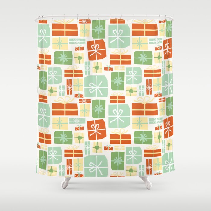 Holiday gifts in red and green Shower Curtain Gallery Image 1