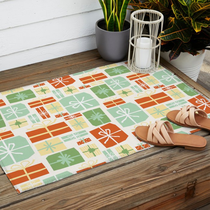 Holiday gifts in red and green Outdoor Rug Gallery Image 2
