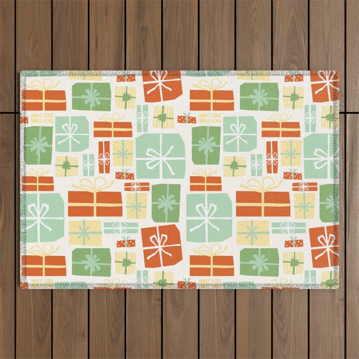 Holiday gifts in red and green Outdoor Rug Gallery Image 1