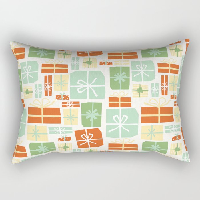 Holiday gifts in red and green Rectangular Pillow Gallery Image 1