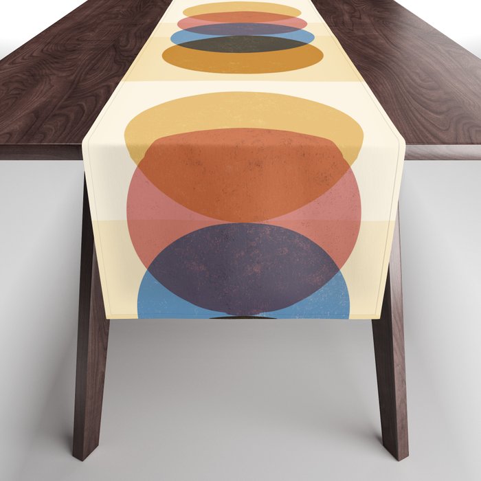Abstraction_SUNRISE_SUNSET_CIRCLE_RISING_COLORFUL_POP_ART_0425A Table Runner Gallery Image 1