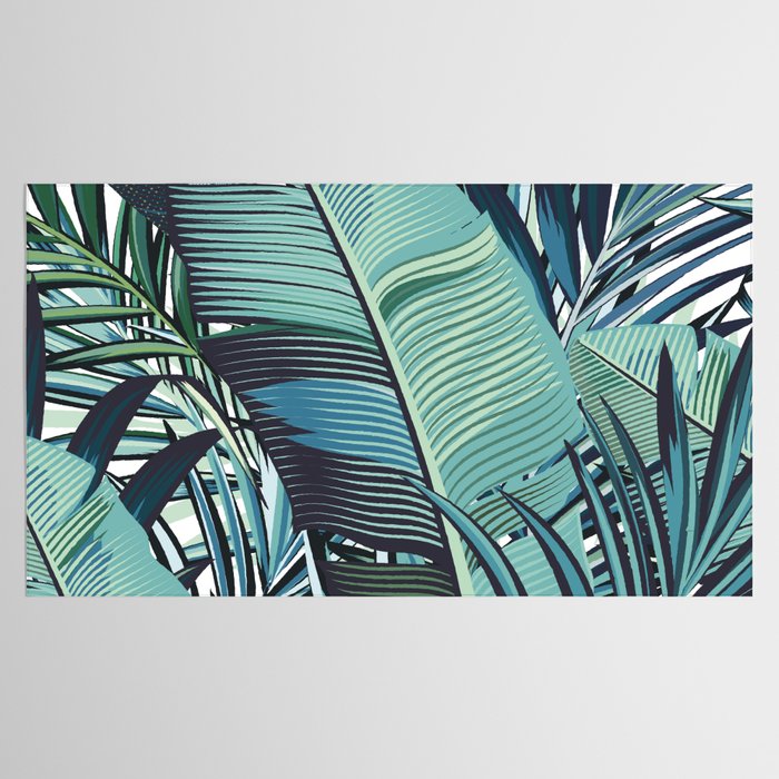 Tropical, Palm Trees, Green and Blue, Abstract Tablecloth Gallery Image 2