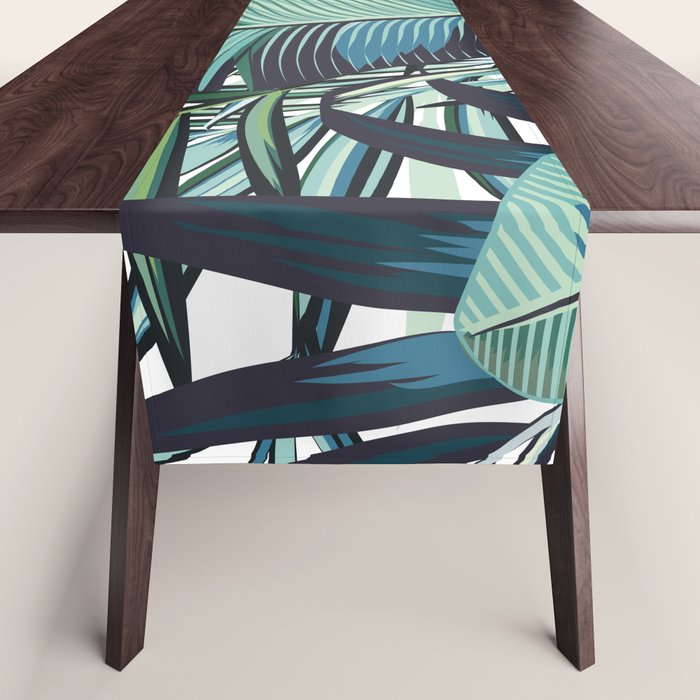 Tropical, Palm Trees, Green and Blue, Abstract Table Runner Gallery Image 1