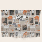 Purfect feline architecture // beige background cute cats in cardboard boxes Wall Hanging Gallery Image 1
