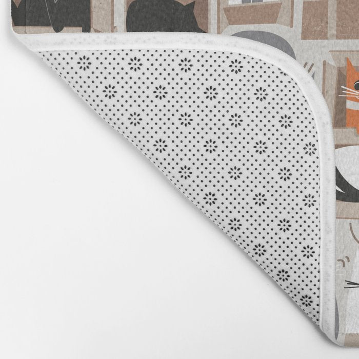Purfect feline architecture // beige background cute cats in cardboard boxes Bath Mat Gallery Image 2