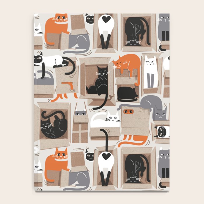 Purfect feline architecture // beige background cute cats in cardboard boxes Notebook Gallery Image 4