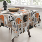 Purfect feline architecture // beige background cute cats in cardboard boxes Tablecloth Gallery Image 3