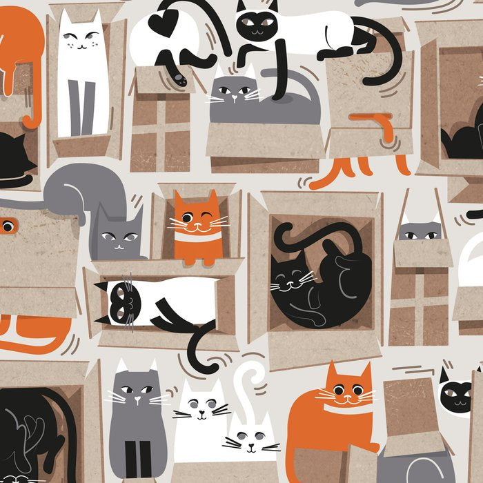 Purfect feline architecture // beige background cute cats in cardboard boxes Coffee Mug Gallery Image 2