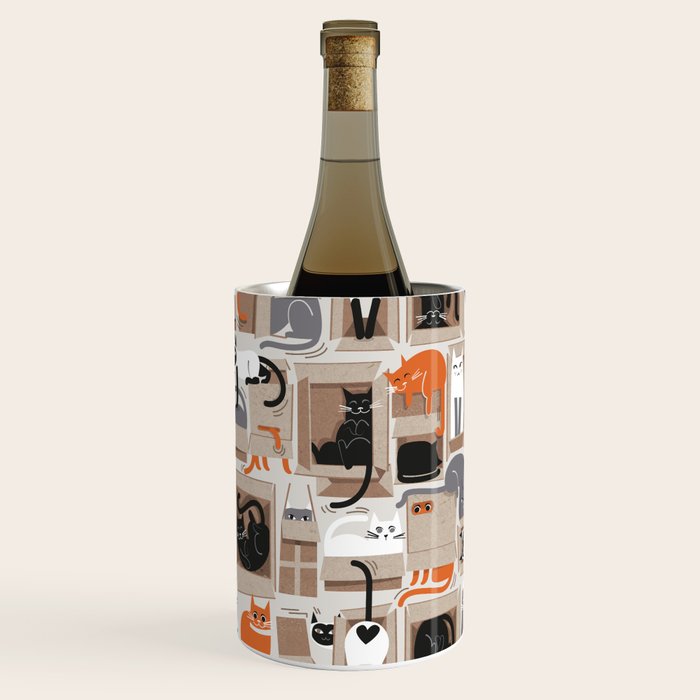 Purfect feline architecture // beige background cute cats in cardboard boxes Wine Chiller Gallery Image 3