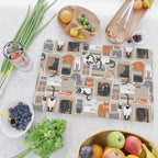 Purfect feline architecture // beige background cute cats in cardboard boxes Cutting Board Gallery Image 2