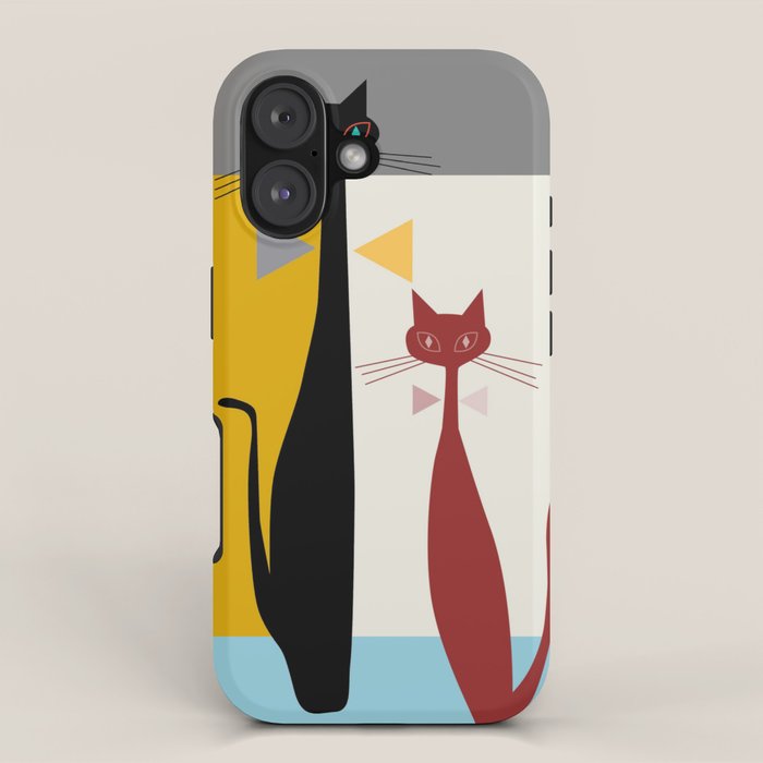 Mid-Century Modern Art Cats iPhone Case Gallery Image 1