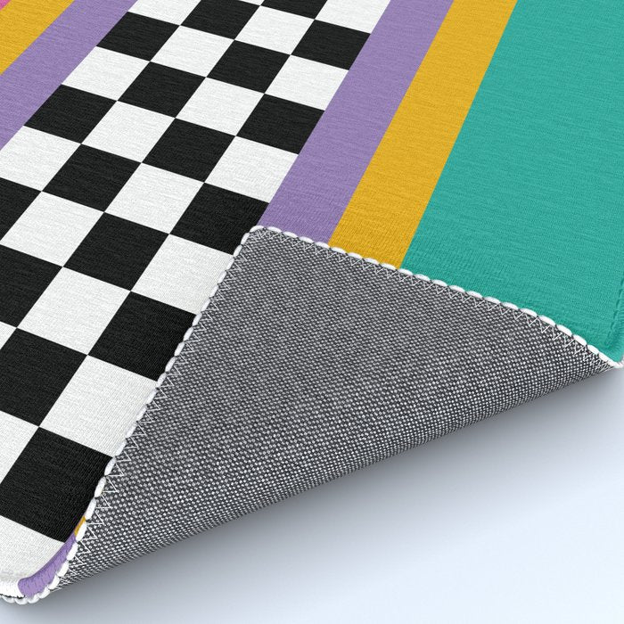 Checkered pattern grid / Vintage 80s / Retro 90s Rug Gallery Image 4