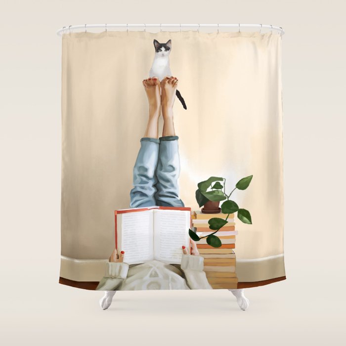 Paws and Prose Shower Curtain Gallery Image 1
