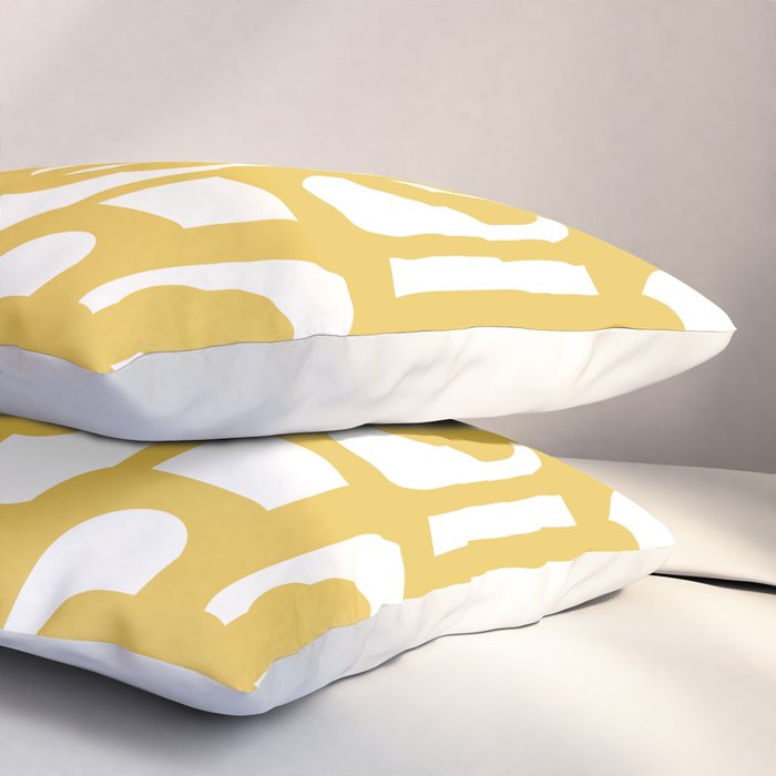 Mustard Yellow and White Mid-century Modern Loop Pattern Pillow Sham Gallery Image 3