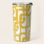 Mustard Yellow and White Mid-century Modern Loop Pattern Travel Mug Gallery Image 2