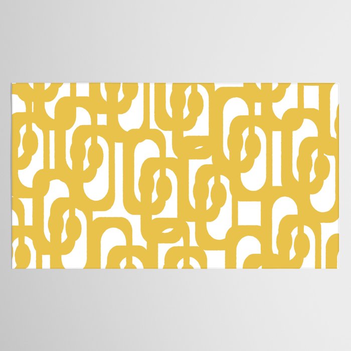 Mustard Yellow and White Mid-century Modern Loop Pattern Tablecloth Gallery Image 2